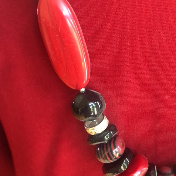 COPY - Chico’s red and black beaded necklace with silver - Picture 4 of 6